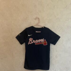 Nike Navy Braves Short Sleeve Tee with Red & White Accents